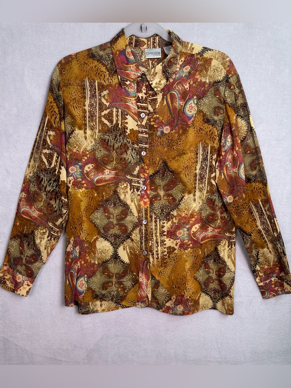 Chico's Multicolor Paisley Button-Front Shirt - Picture 1 of 9